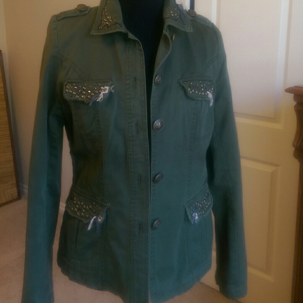 Miss Me Distressed Military Jacket - Picture 1 of 7